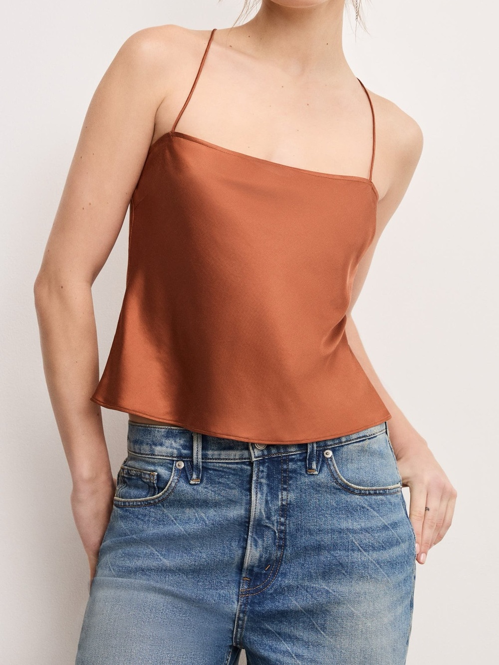 Good American Women's Satin Camisole Top IN COPPER